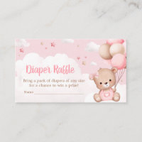 Pink Teddy Bear Clouds Baby Shower Diaper Raffle