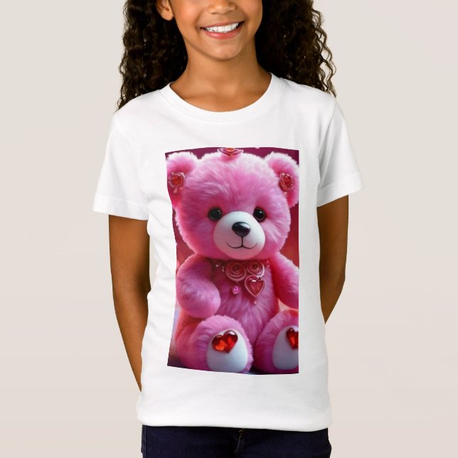 "Pink Teddy Bear Cute T-Shirt for All Ages" (Front)