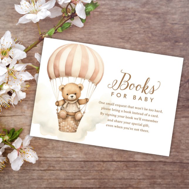 Pink Teddy Bear Girl Baby Shower Books for Baby Enclosure Card (Creator Uploaded)