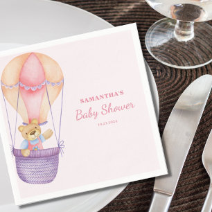 Pink Teddy Bear Girl Baby Shower Paper Napkin