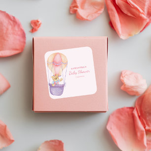 Pink Teddy Bear Girl Baby Shower  Square Sticker