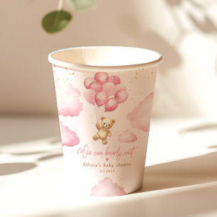 Pink teddy bear girl shower we can bearly wait paper cups