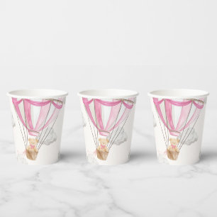 Pink Teddy Bear Hot Air Balloon Paper Cups