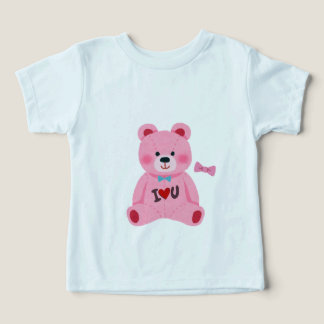 Pink Teddy Bear I Love You Baby T-Shirt