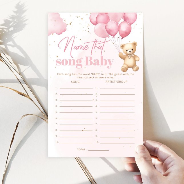 Pink Teddy bear Name that song baby shower game (Creator Uploaded)