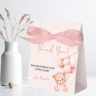 Pink Teddy Bear Oh Girl Balloon Baby Shower Favour Box