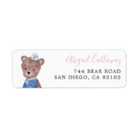Pink Teddy Bear Return Address Label