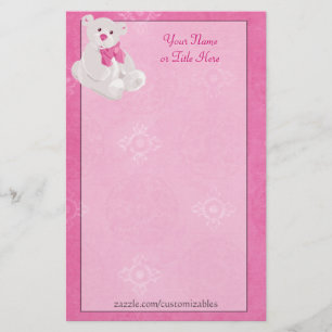 Pink Teddy Bear Stationary Stationery