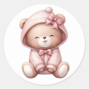 Pink Teddy Bear Stickers