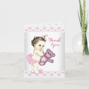 Pink Teddy Bear Thank You Card