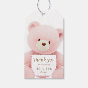 Pink Teddy Bear Thank you Favour Gift Tags