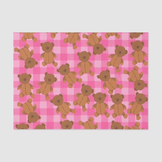 Pink Teddy Bear Tissue Paper (Front)