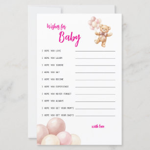 Pink Teddy Bear Wishes for Baby Baby Advice game
