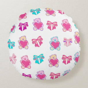 Pink Teddy Bears & Bows Throw Pillow
