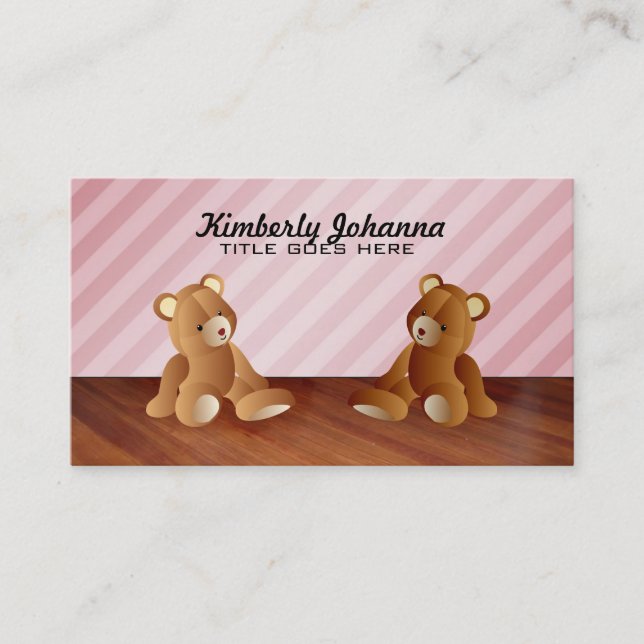 Pink Teddy Bears Business Cards (Front)