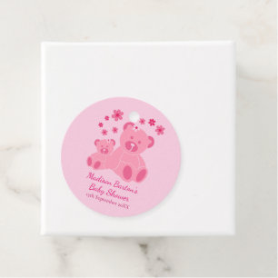 Pink Teddy Bears Cute Girl Baby Shower Favour Tags