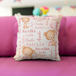 Pink teddy bears personalised girls name baby cushion<br><div class="desc">Pink teddy bears personalised girls name pillow,  makes a wonderful keepsake gift for a girl,  baby girl and all who love teddy bears.</div>