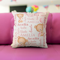Pink teddy bears personalised girls name baby