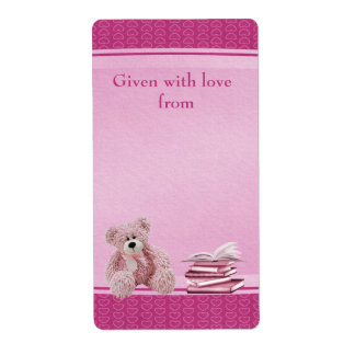 Pink Teddy Bring a Book Baby Shower Bookplates