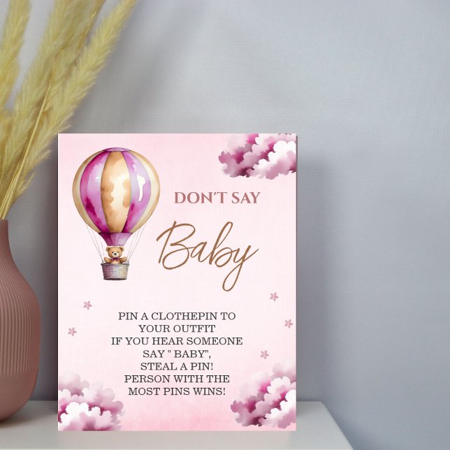 Pink Teddy Star Cloud Baby Shower Dont Say Baby Poster (Creator Uploaded)