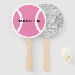 Pink tennis ball Hand Fan with custom photo