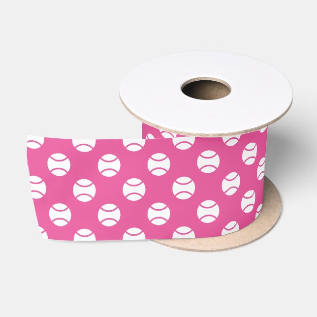 Pink tennis ball pattern custom gift wrap ribbon satin ribbon (Spool)