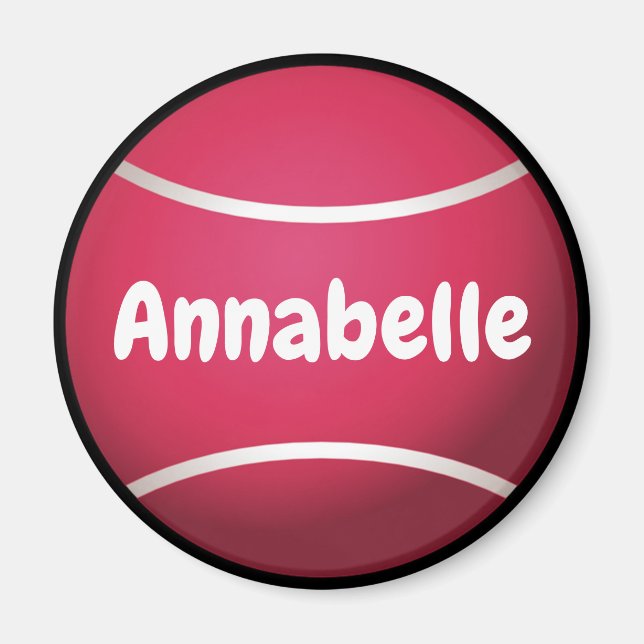 Pink Tennis Ball Personalise Magnet (Front)