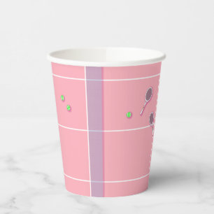 Pink Tennis Court Modern Tennis Player Paper Cups
