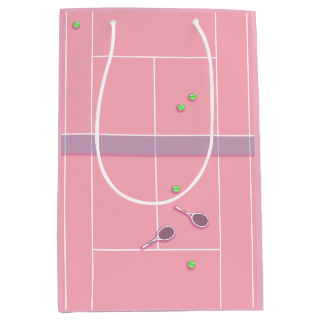 Pink Tennis Court Preppy Modern Tennis Player  Medium Gift Bag (Front)