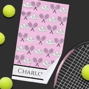 Pink Tennis Sneakers Girl Name Hand Towel