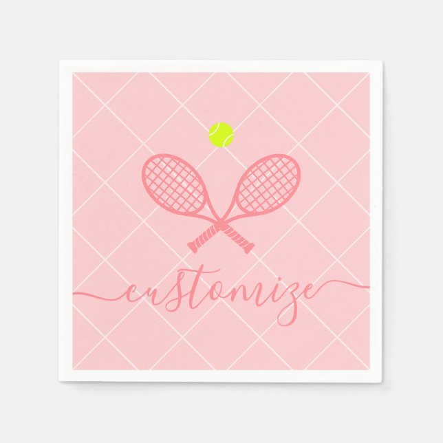 Pink Tennis Theme Party Cocktail Banquet Napkin (Front)