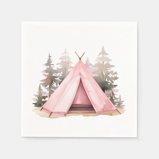Pink Tent Event Party Napkin (Front)