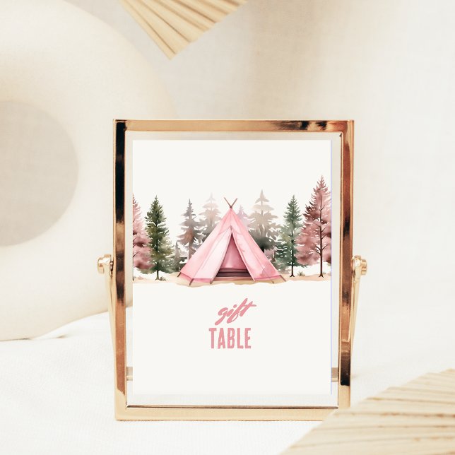 Pink Tent Hiking Camping Table Top Sign (Creator Uploaded)