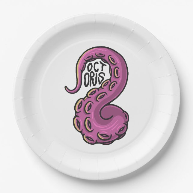 Pink Tentacle Paper Plate (Front)