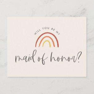Pink Terracotta Rainbow Maid of Honour Proposal Invitation Postcard