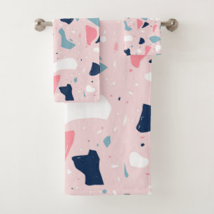 Pink Terrazzo Pattern Bath Towel Set