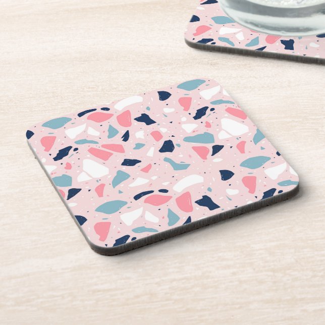 Pink Terrazzo Pattern Coaster (Left Side)