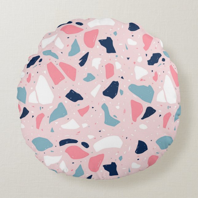 Pink Terrazzo Pattern Round Cushion (Front)