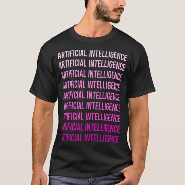 Pink Text Artificial Intelligence AI T-Shirt (Front)