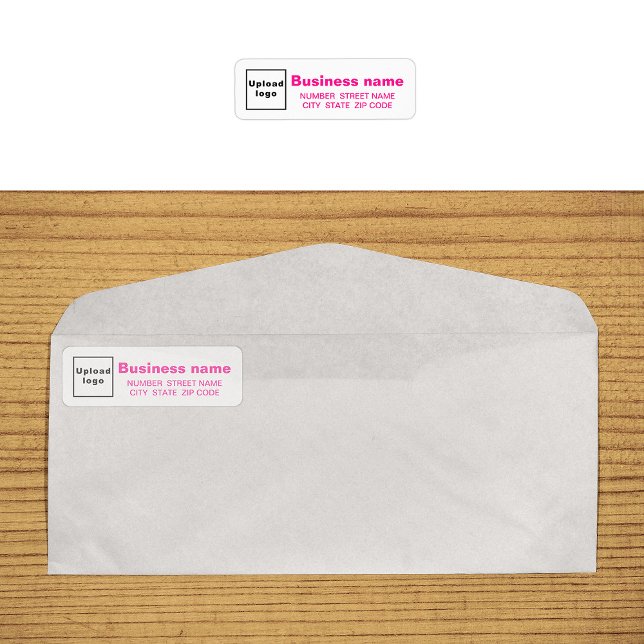 Pink Text Business Return Address Label (Return address label in pink text on envelope)