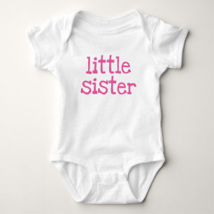 Pink Text Little Sister Baby Bodysuit