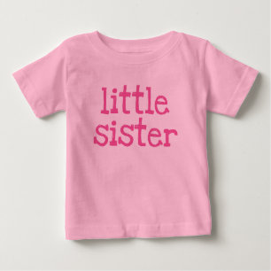 Pink Text Little Sister Baby T-Shirt