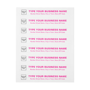Pink Texts on White Business Return Address Wrap Around Label
