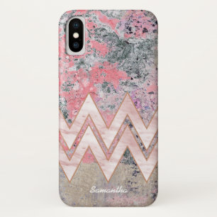 Pink Texture and Chevrons with Your Name Case-Mate iPhone Case