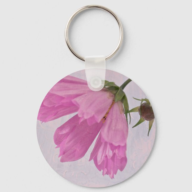 Pink Textured Cosmo Flower Key Ring (Front)