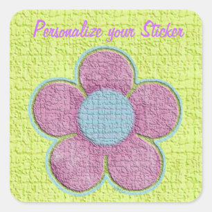 Pink Textured Flower Square Sticker