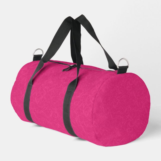 Pink textured surface with subtle swirling pattern duffle bag (Left Corner)