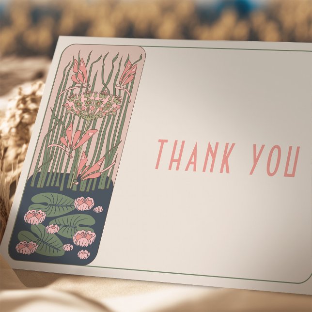 Pink Thank You Card Belle Epoque Dragonfly Wedding (Creator Uploaded)