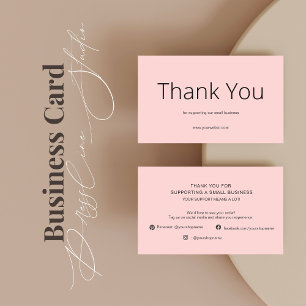 Pink Thank You Card Social Media Small Business