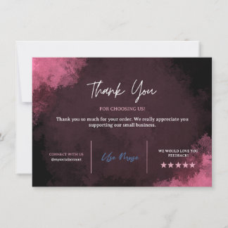 Pink Thank you Card template, Business Thank You